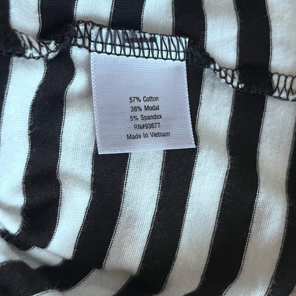 a.n.a Black White Striped Tunic Long Cuffed Sleeves Cotton Blend Size Large - Picture 7 of 10